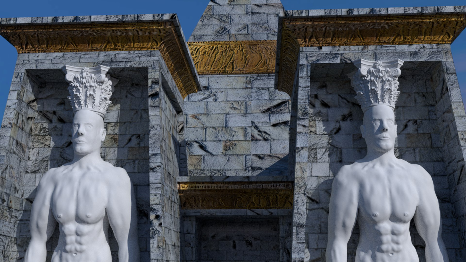 Fantasy pyramid male statues 3D - TurboSquid 1168542