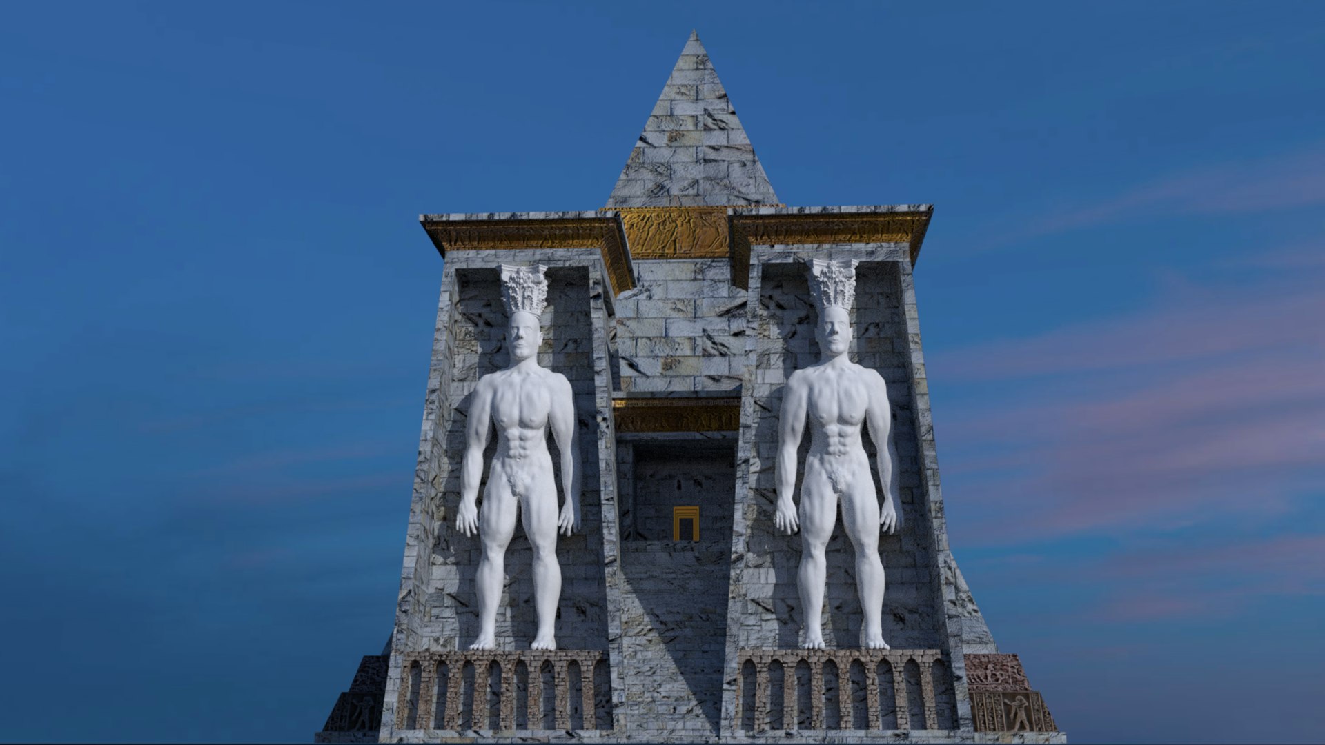 Fantasy pyramid male statues 3D - TurboSquid 1168542