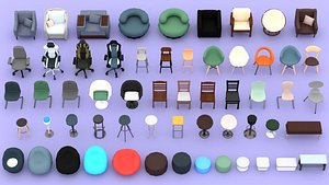 Ultimate Chair  Sofa Bundle Low Poly STL Blender FBX for 3D model
