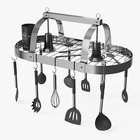 Ceiling Kitchen Pot Rack with Cooking Utensils