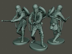 german soldier ww1 action 3D