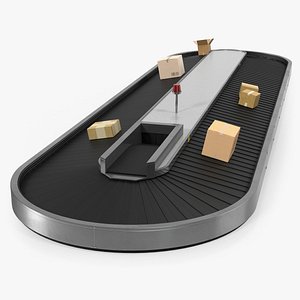 3D belt conveyor cardboard boxes model