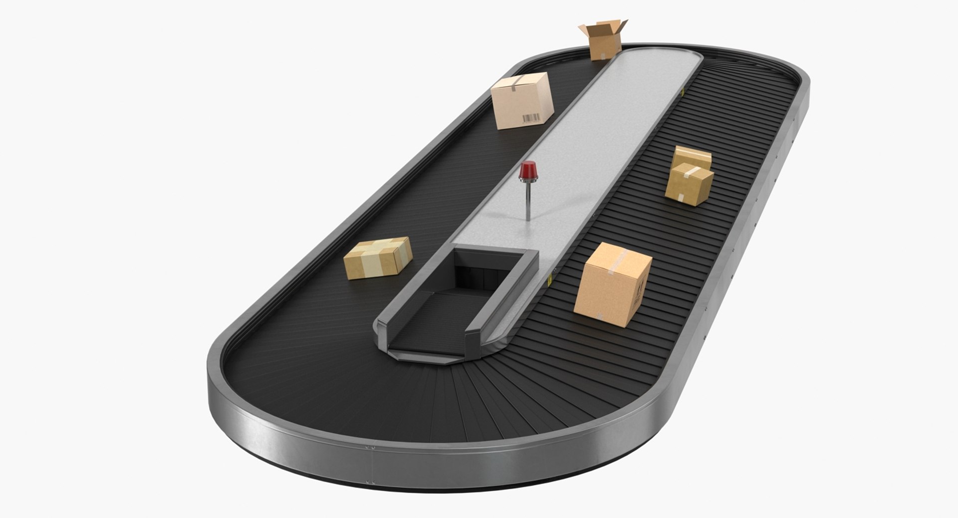 Belt Conveyor with Cardboard Boxes Rigged 3D model preview