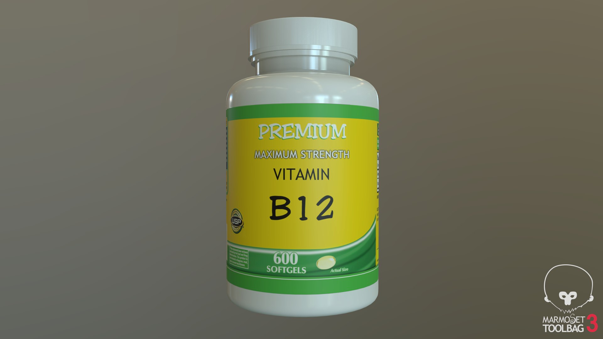 3D Vitamin B12 Bottle TurboSquid 1835442
