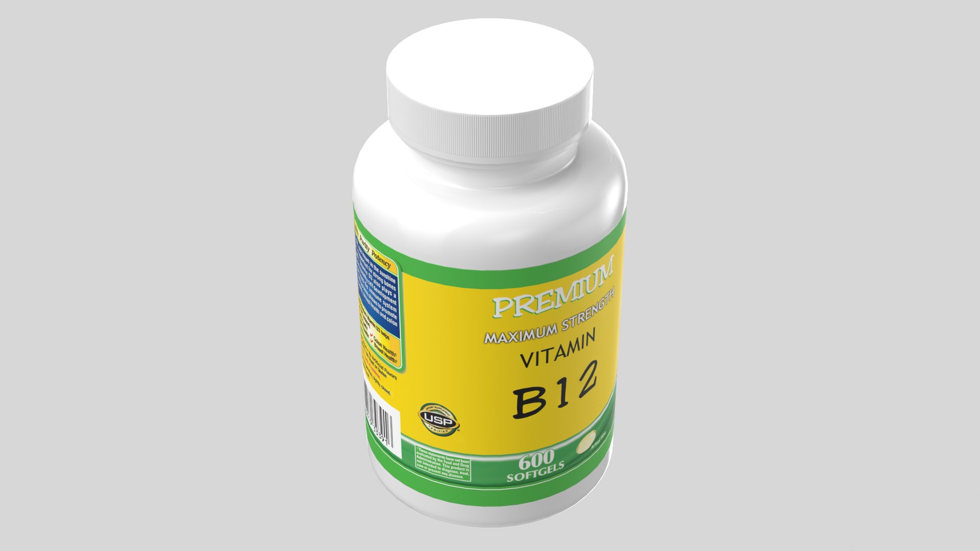 3D Vitamin B12 Bottle TurboSquid 1835442