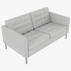 Knoll Florence White Leather Two Seat Sofa 3D