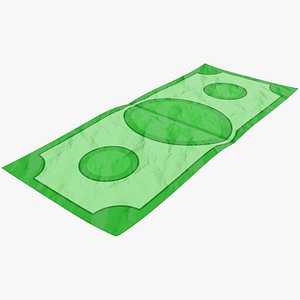 3D Cartoon Money Bill Crumpled V2