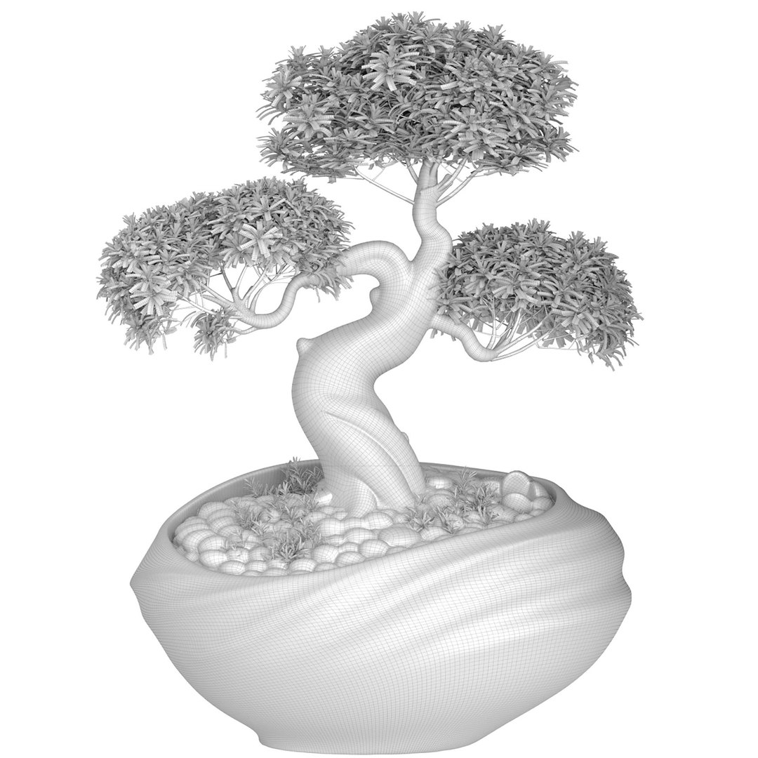 Decorative Bonsai Tree In Marble Flowerpot Vase Urn Pot 3D Model Model ...