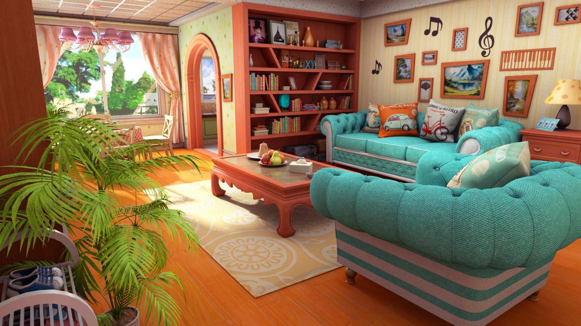 cartoon living room