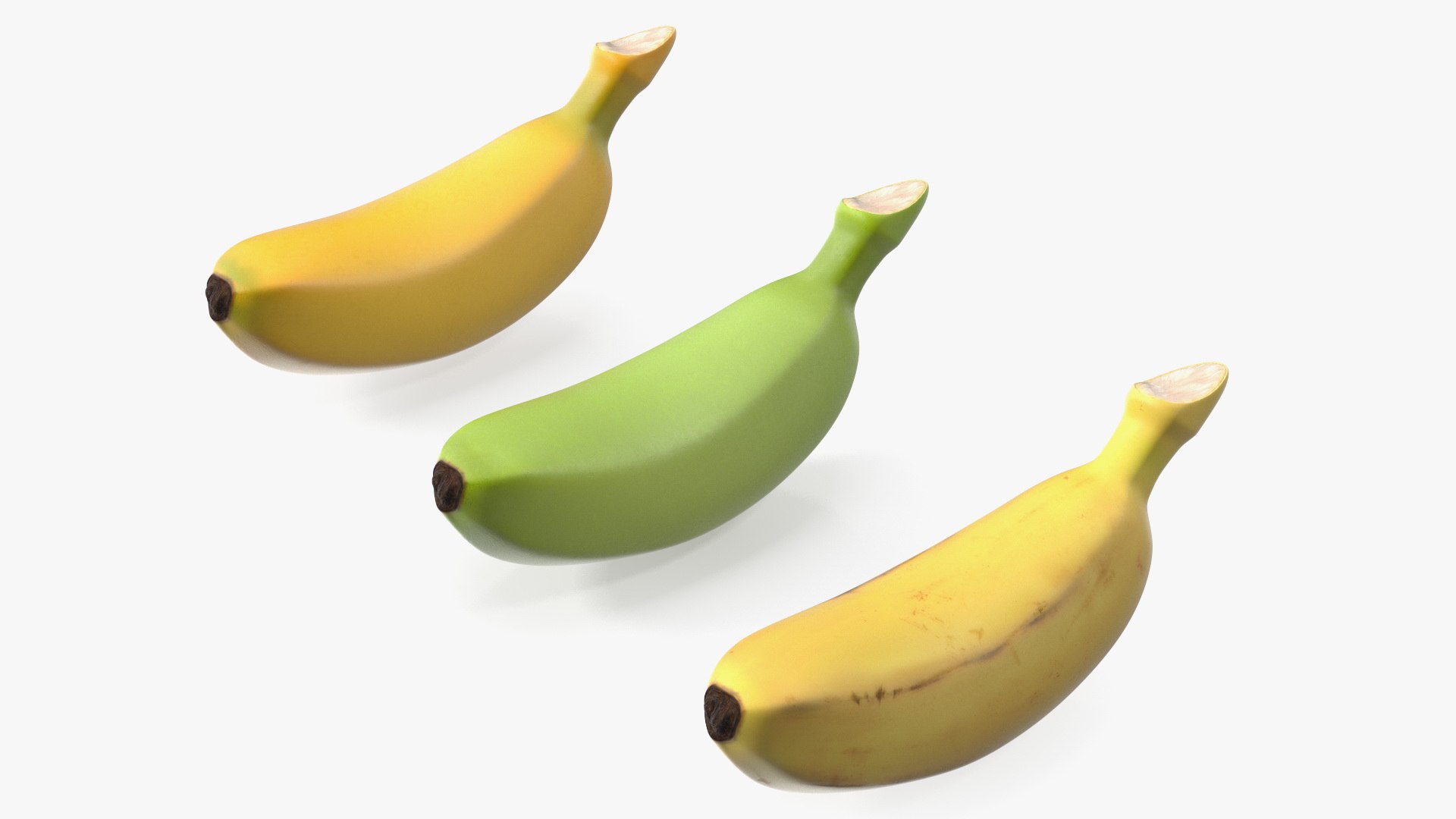 Ripe Baby Banana Set 3D model preview