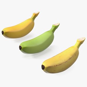 Ripe Baby Banana Set 3D model
