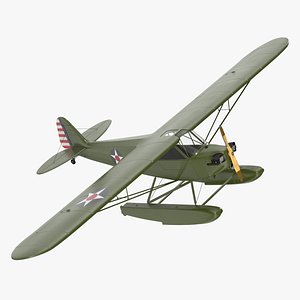 Piper J-3 Cub Light Aircraft with Floats