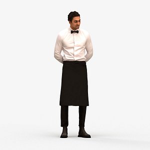 00223Paul0005 - Adult Middle Eastern man waiting in restaurant hospitality uniform 3D