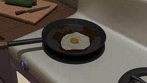 Fried egg - Cycles 3D 3D model