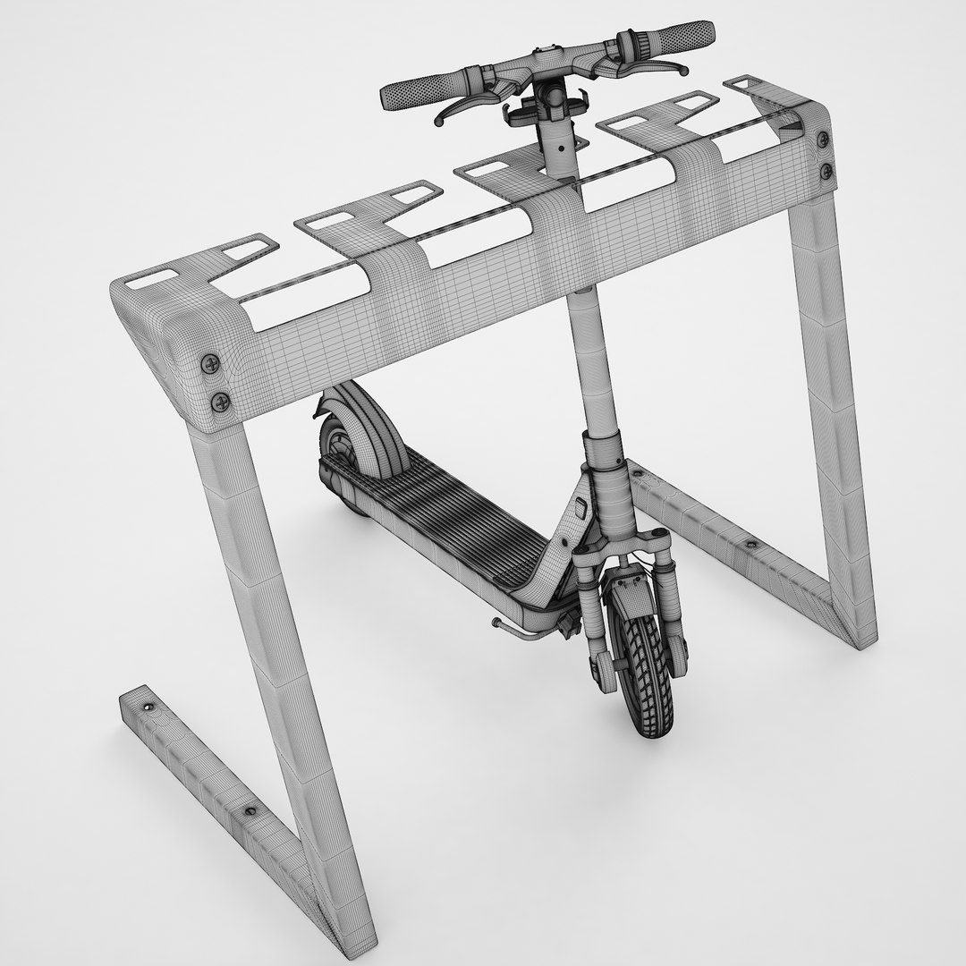 Scooter Parking Rack with Electric Scooter 03 3D - TurboSquid 2007104