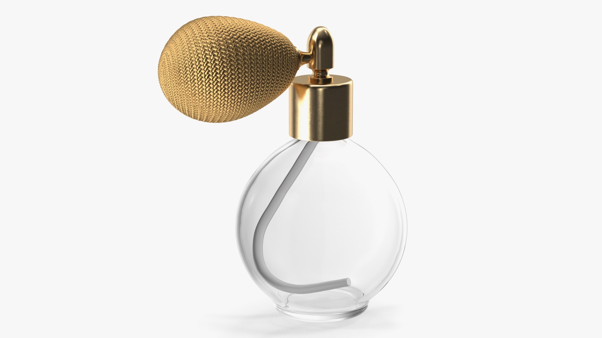 Empty Spherical Golden Perfume Bottle 3D model preview