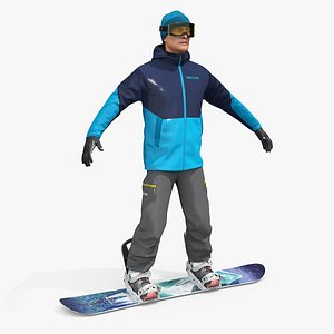 3D Snowboarder Rigged For Maya model