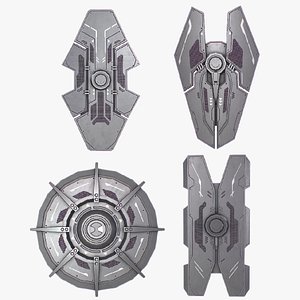 3D Scifi shield collection model