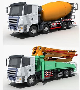 3D vehicle concrete pumping mixing model