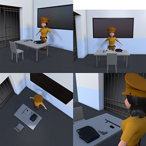 3D Low Poly Police Female Character model