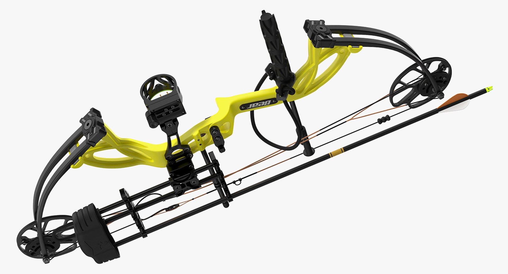 Yellow compound bow bear model TurboSquid 1398449