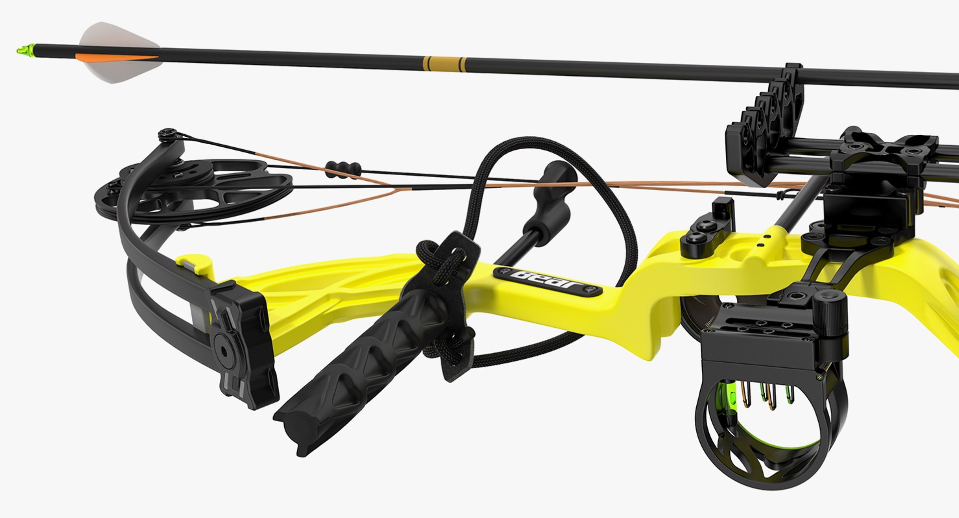Yellow compound bow bear model TurboSquid 1398449