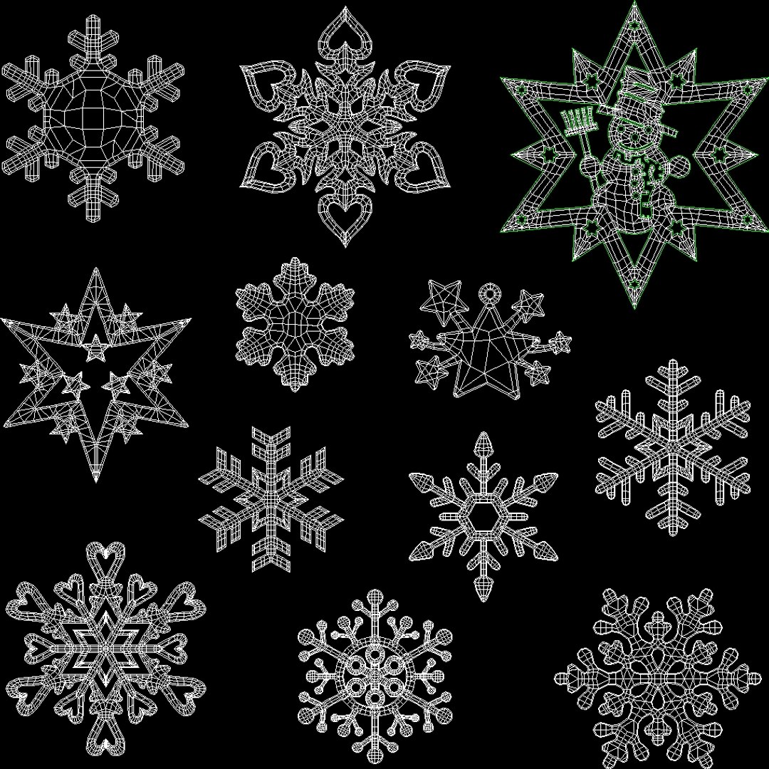 3D 12 Snowflakes - TurboSquid 1663818