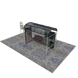 3D old bus stop model