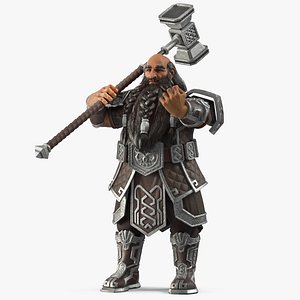 Dwarf Fighter with Hammer Rigged