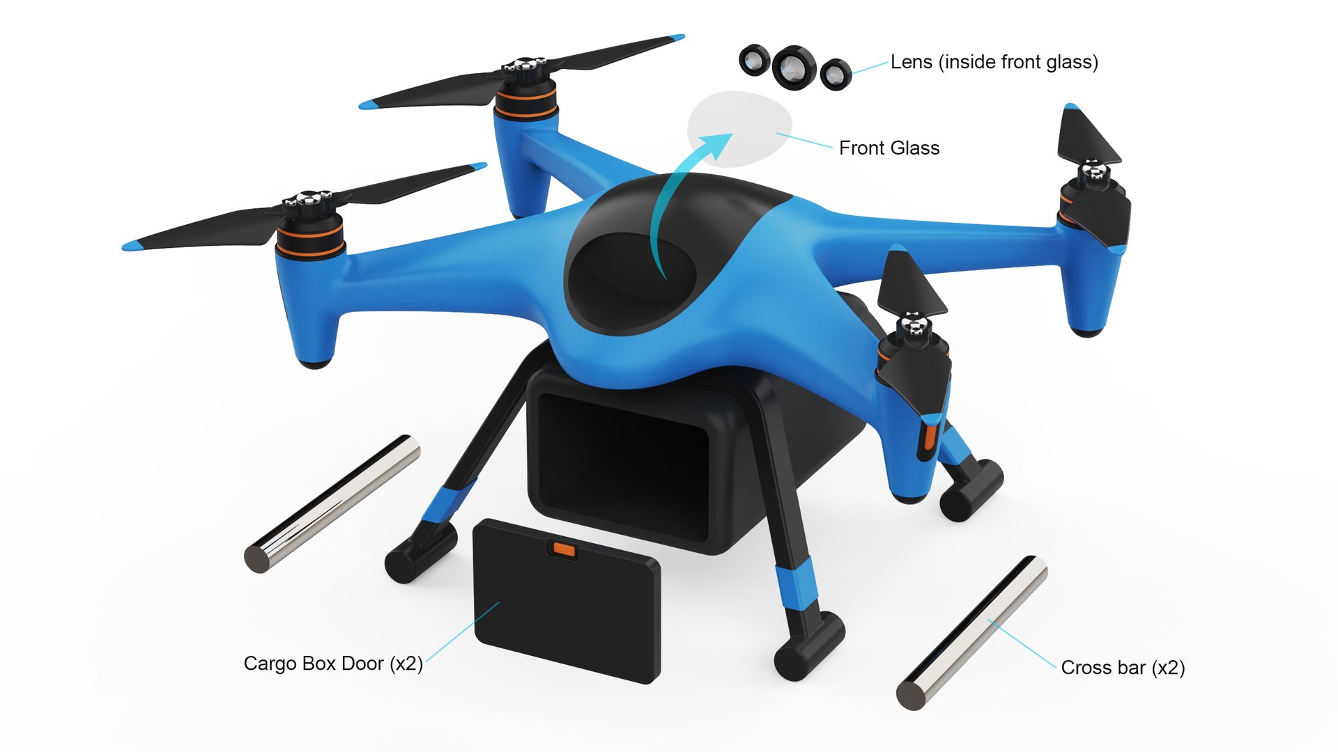 Cargo Drone Concept - 3D Visualization Model 3D model https://p.turbosquid.com/ts-thumb/Ac/iLd7Kt/Wk/image05subparts/png/1792675786/1920x1080/fit_q87/7b454d9eaf640b2ada9b3bfe6fa9ef71504f8e40/image05subparts.jpg