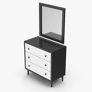 3D Drawer Dresser With Mirror model