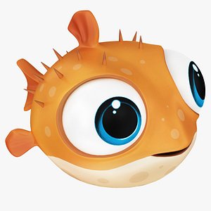 Cartoon Small Fish 8 Puffer Fish model