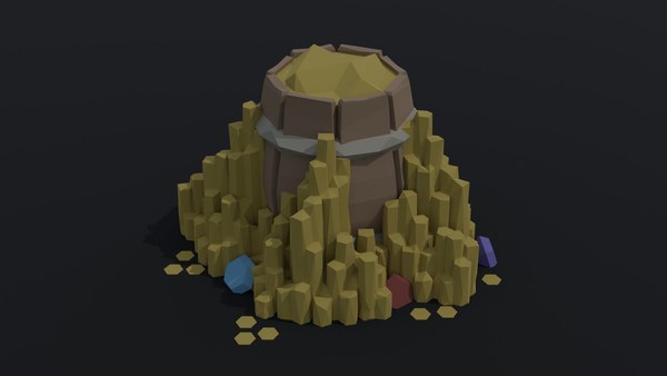 Low-poly cartoon treasures kit model