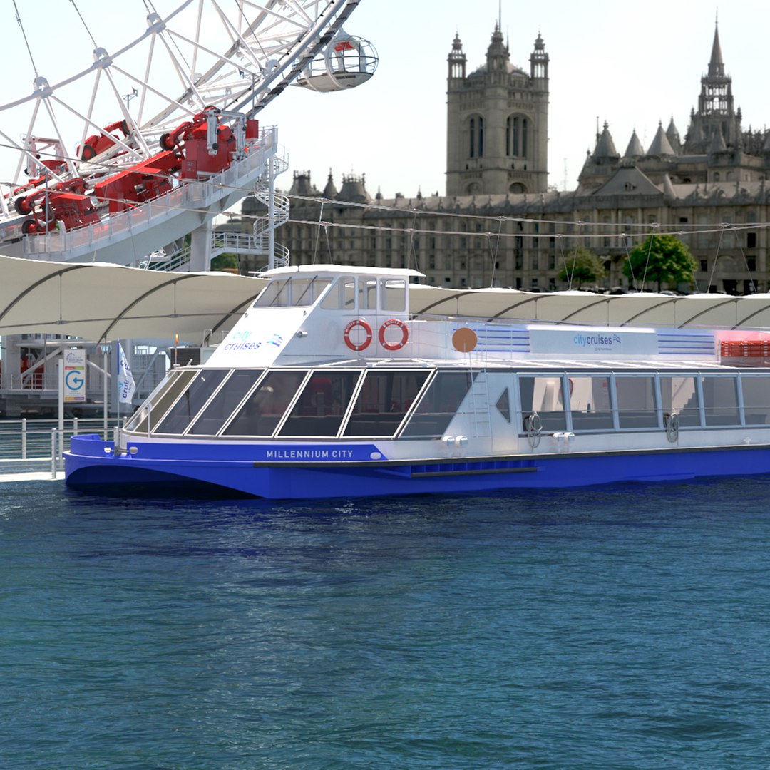 London Sightseeing Cruise Ship on Water 3D model preview