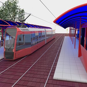 Tram and Station 2 - 4K 3D model