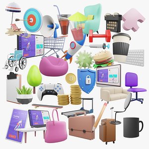 Modern 3D Icon Pack for Website  UI Design Stylized Vector Look 3D model