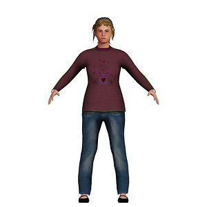 low-poly caucasian woman 3D