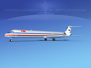 3d model of md-90 jet commercial