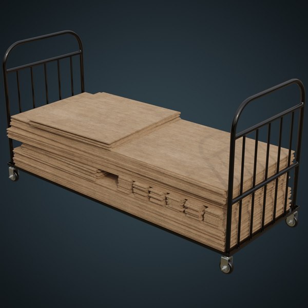 transport trolley wooden sheets 3D model