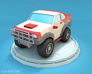 Cartoon Racing Jeep Low Poly