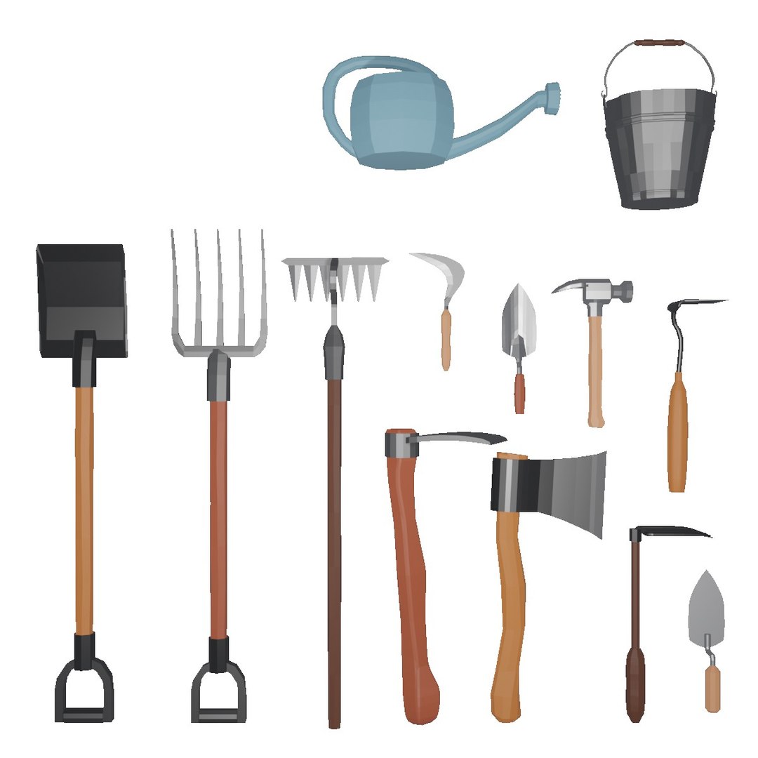 Free Collection Farm Garden Tools 3D Model - TurboSquid 2205016