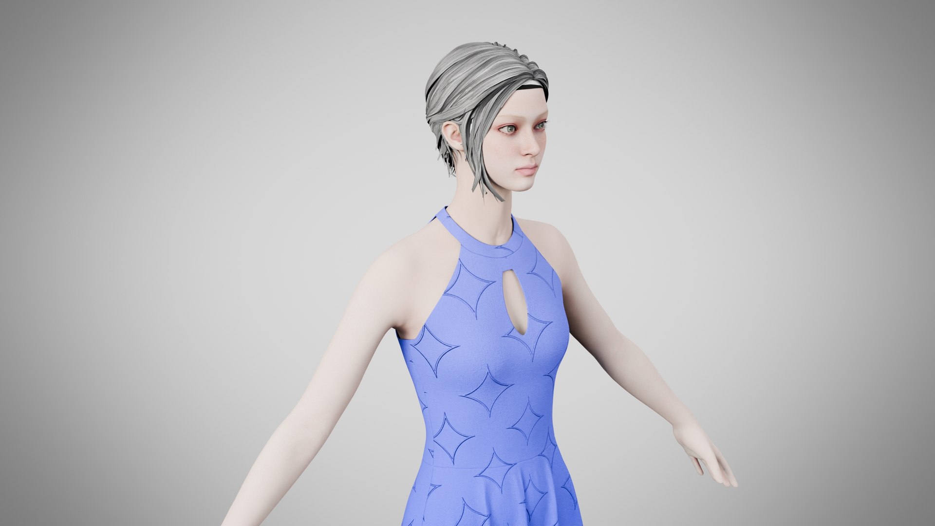 Dress 23 Very Light Blue With Design 3D Model - TurboSquid 2474341