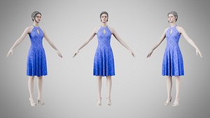 Dress 23 Very Light Blue With Design 3D model