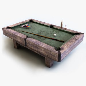 3d model old billiard table