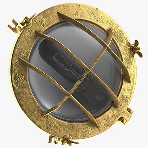 Round Bulkhead Lamp Brass with Clear Glass