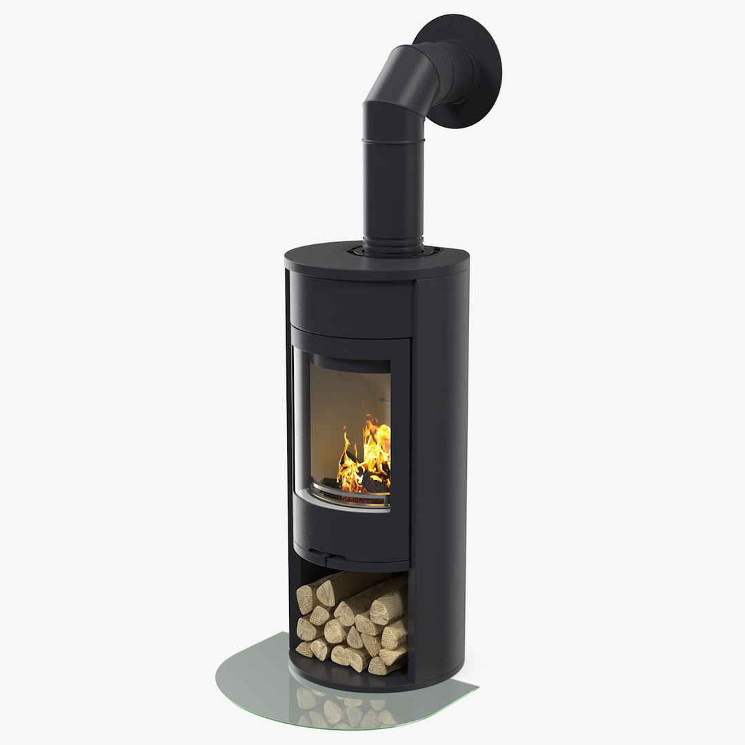 Wood Burning Stove Contura 610 Wall Venting 3D model preview