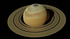 3D Saturn animated Hexagon Storm model