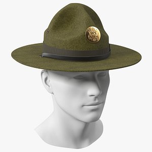 Campaign Hat with Cockade Green on Mannequin model