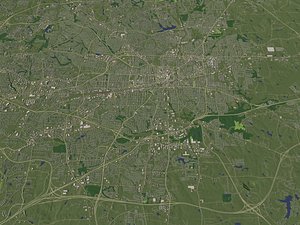 Greensboro North Carolina USA in 20 km x 20 km - city and urban