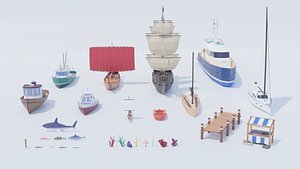 Pack 29  Sea Low-Poly 3D Models